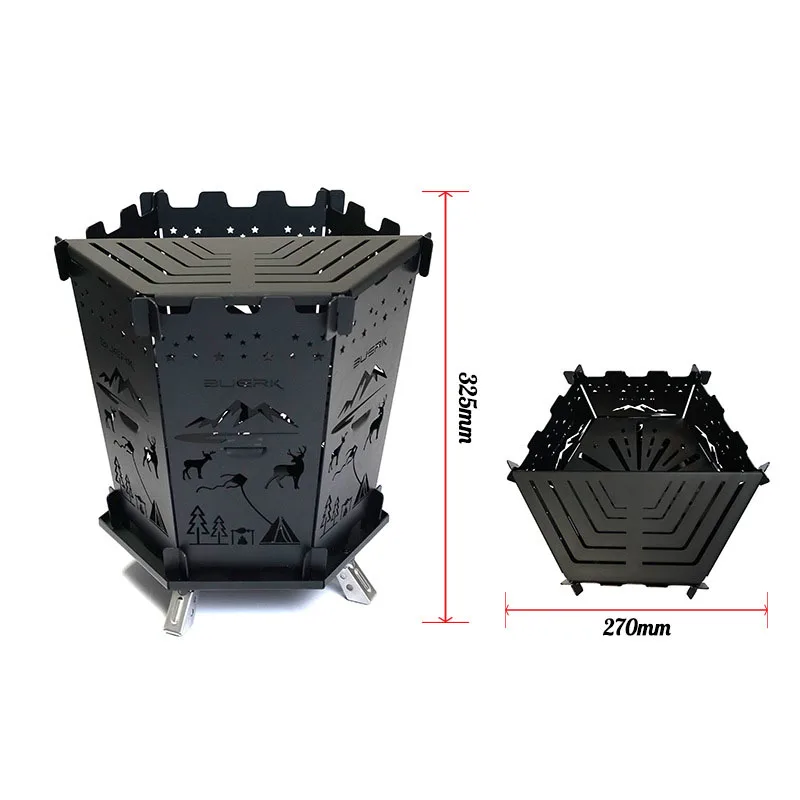 

Outdoor Folding Firewood Burner Metal Barbecue Wood Warm Insertion Burner Picnic Grill Heating Furnace Grill Stand Hiking Camp