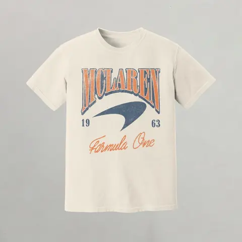Camisa de carreras retro McLaren, camiseta estilo retro F1, camisa de manga corta cómoda de algodón puro de verano y otoño para hombres y mujeres
