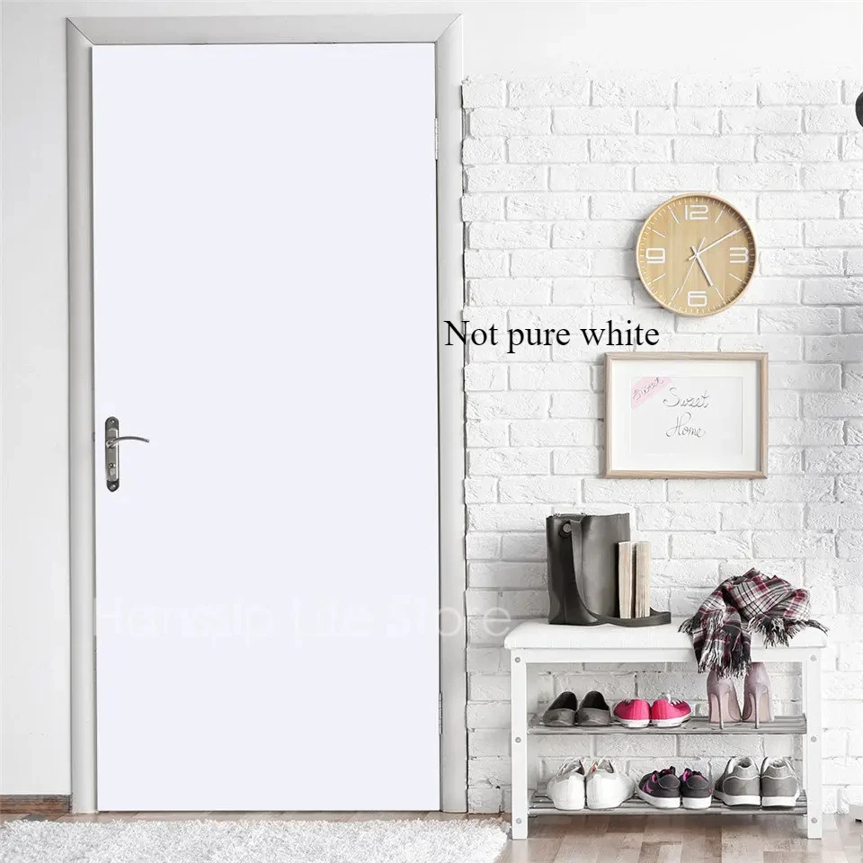 Fashion White Realistic 3D Door Stickers Self Adhesive Geometric Line Toilet Bathroom Door Wrap Mural Wallpaper Renovation Decor