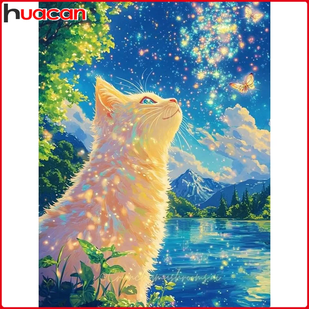Huacan Voll-Diamant-Malerei Frühlingskatze Diamant-Mosaik Tier-Landschaft Neue Kollektion Geschenk