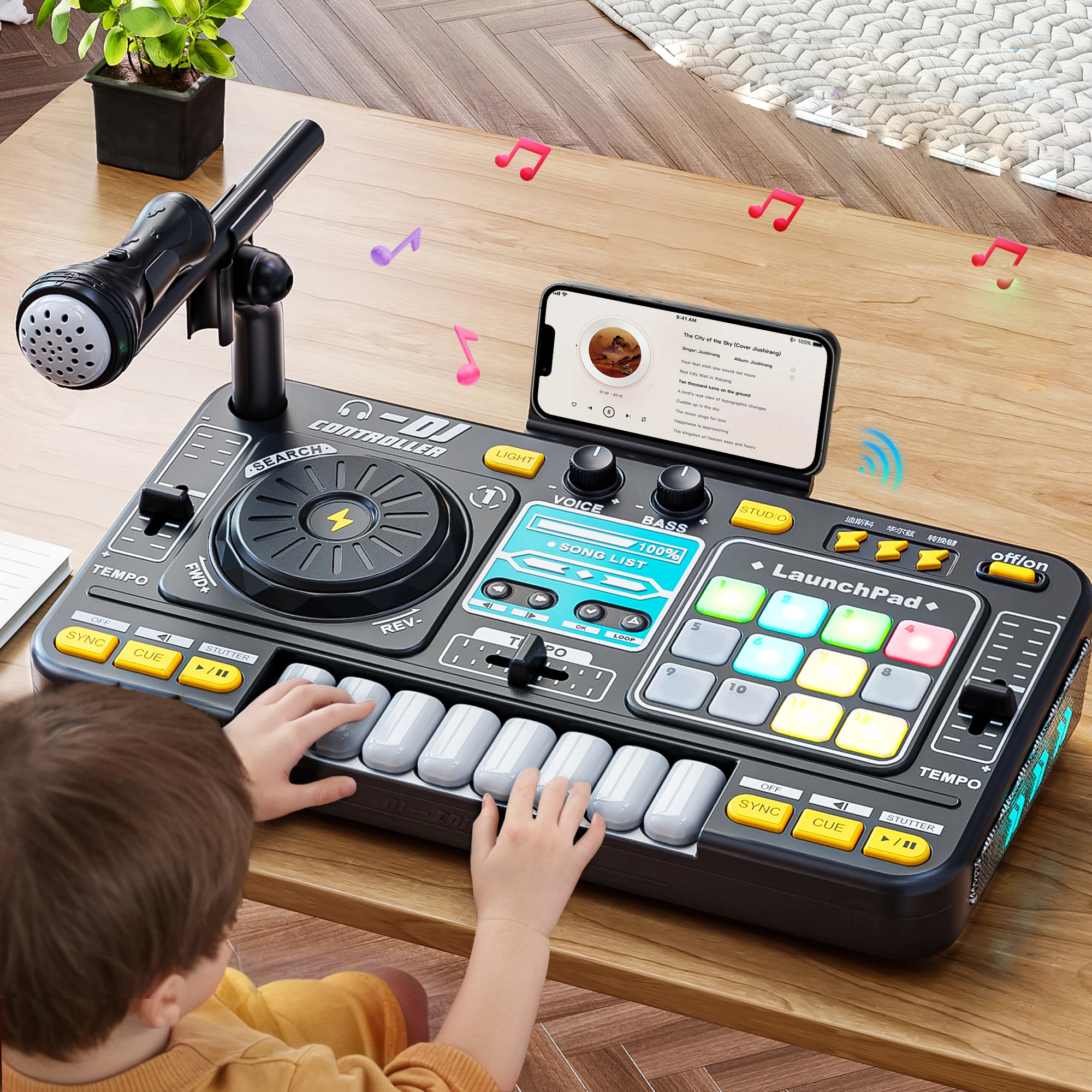 الأطفال لعبة الموسيقى محاكاة DJ خلاط تحكم متعدد الوظائف الإلكترونية الجهاز Dj لاعب الترفيه لعبة هدايا عيد الميلاد #1