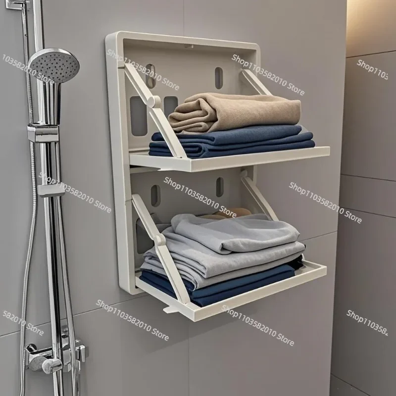 Bathroom clothes toilet rack bath bathroom mural storage wall towel rack no punching sticker thickened