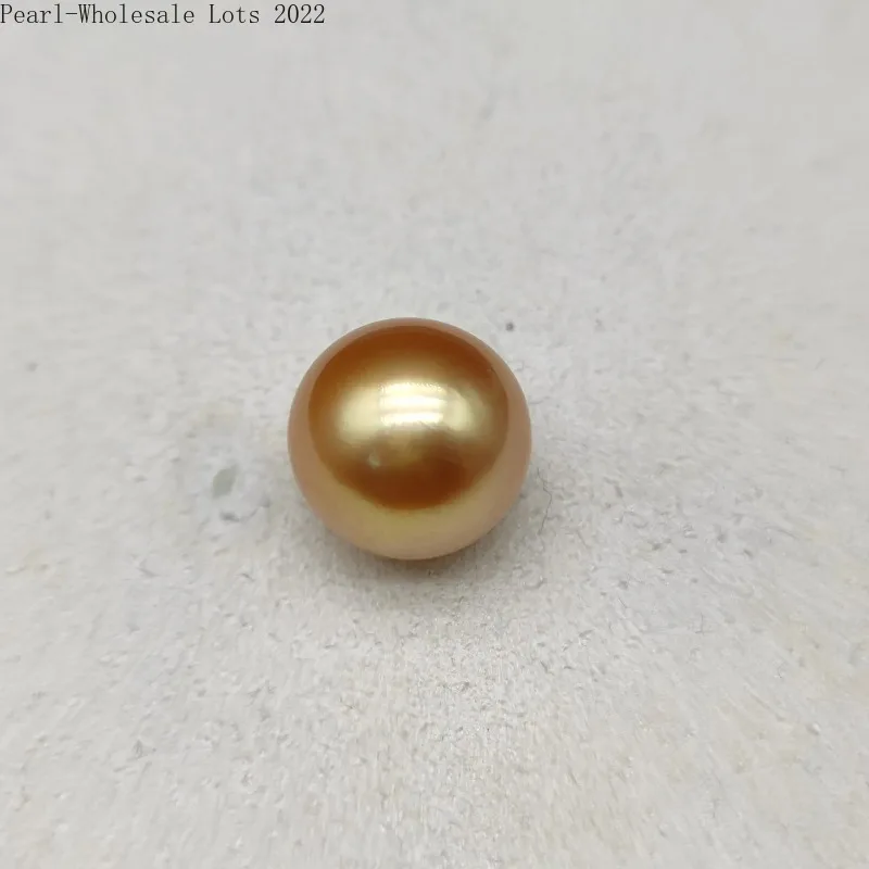 New 14-15mm Gold Pearls Round Luster Pearl Loose Peal for Fine Women Making DIY Earrings Pendant