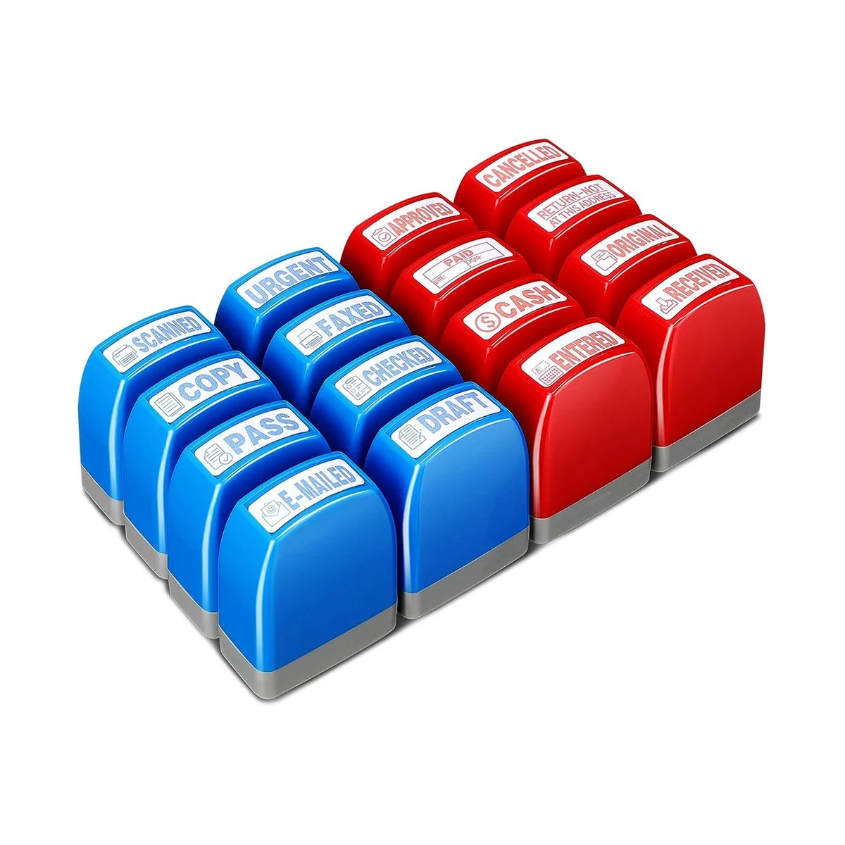 مجموعة ختم مطاطي ذاتي التحبير ، طوابع ممسوحة بالفاكس ، طوابع حساب الرسائل ، نسخة مدفوعة معتمدة ، 16 قطعة