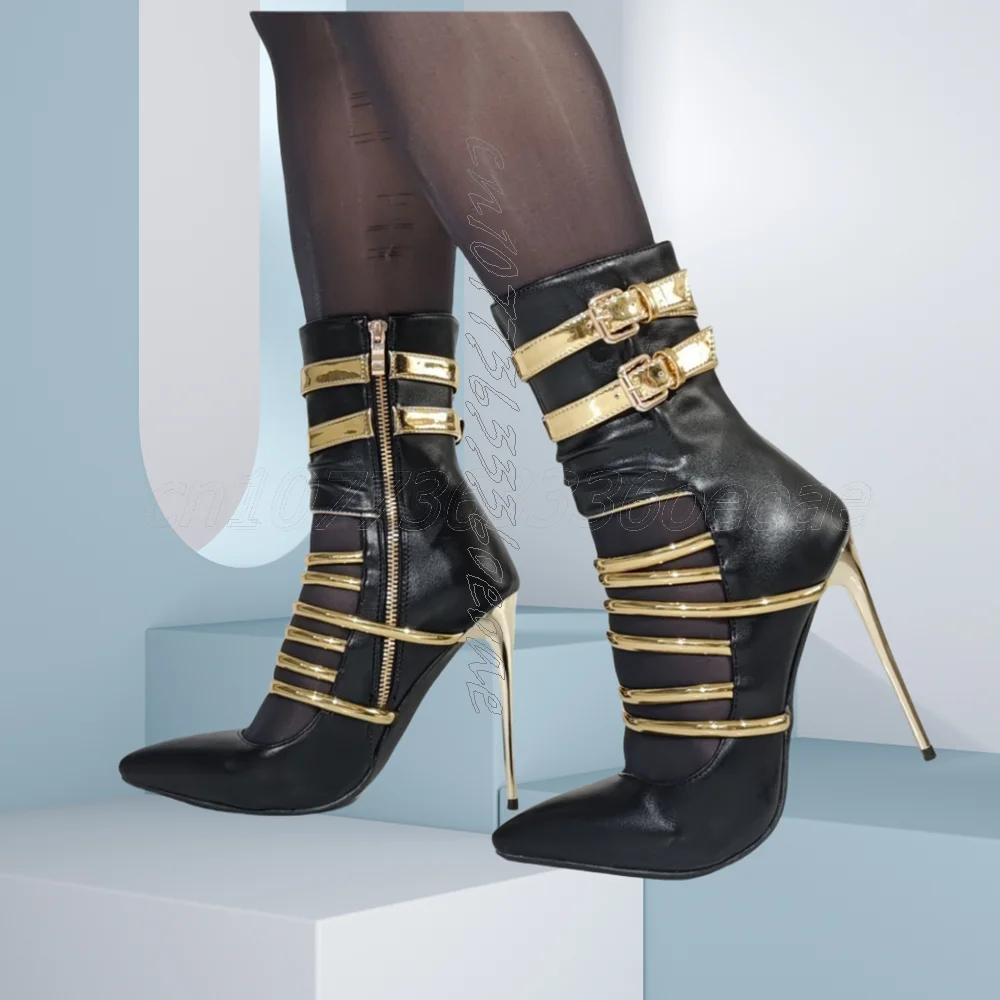 

Metal Heel Slip-On Shoes with Hollow out Design Belt Buckle Decorn Pumps for Women Elegant High Heels 2025 Zapatos Para Mujere