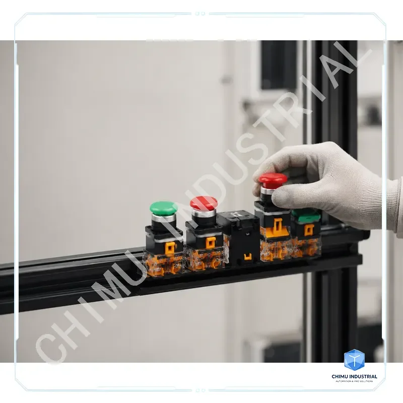 【CHIMU INDUSTRIAL】 LA38-11M Mushroom Head Self Reset Push Button Switch Red Green Start Stop 22mm Mounting Hole