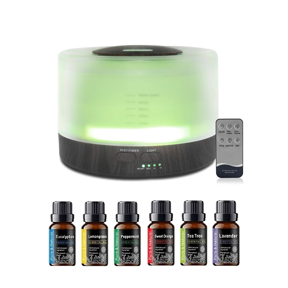 

16.91oz Oil Diffuser Relaxing Aromatherapy, Air Humidification, Mood Lighting & Auto Safety Shut-Off (6 Oils Included)