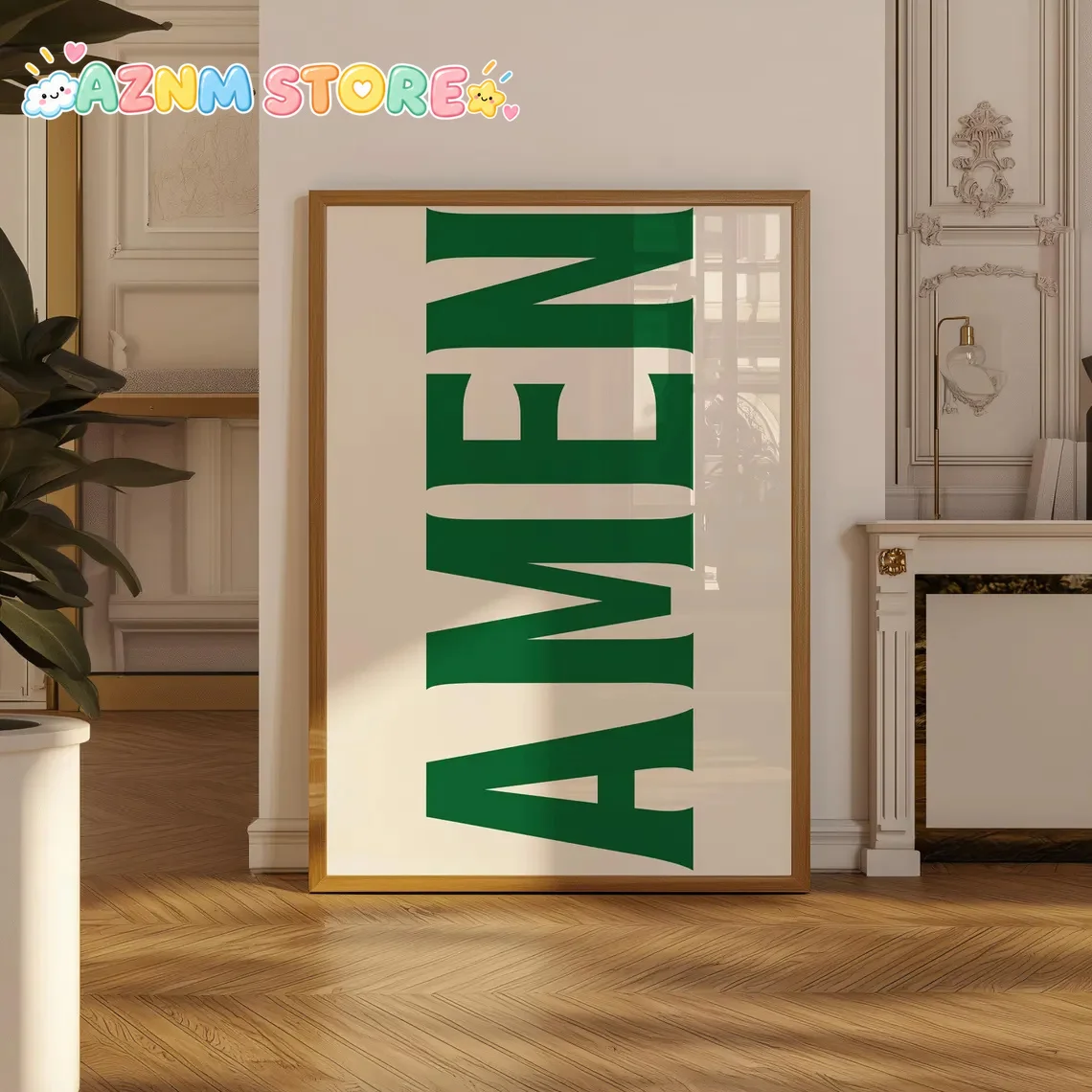 2D Flat, 2D Flat, 1pc Wall Decoration, Retro Poster Featuring, Green Christian Canvas Artwork, Decor for The Bedroom, Aesthet