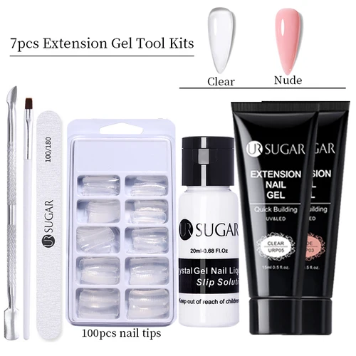 Imagen 2 del producto UR SUGAR-esmalte de uñas de Gel de extensión, 15ml, blanco desnudo brillante, transparente, semipermanente, UV, Gel duro, juego de barniz de Gel para prolongar los dedos