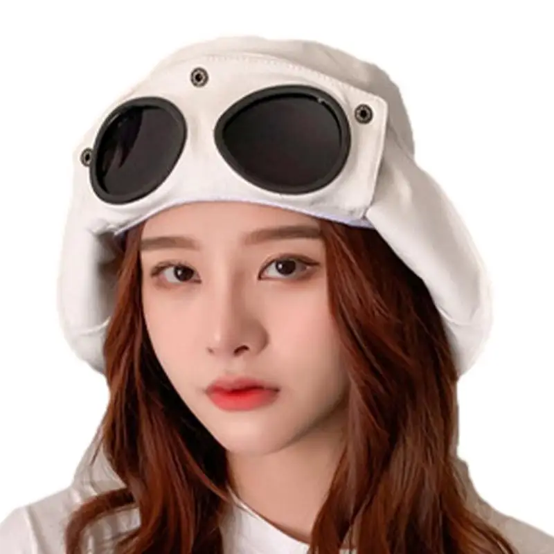 Fisherman Hat For Women Foldable Fishing Hat Pilot Fisherman Hat With Sunglasses Decor Fashion Bucket Hats Beach Accessories For