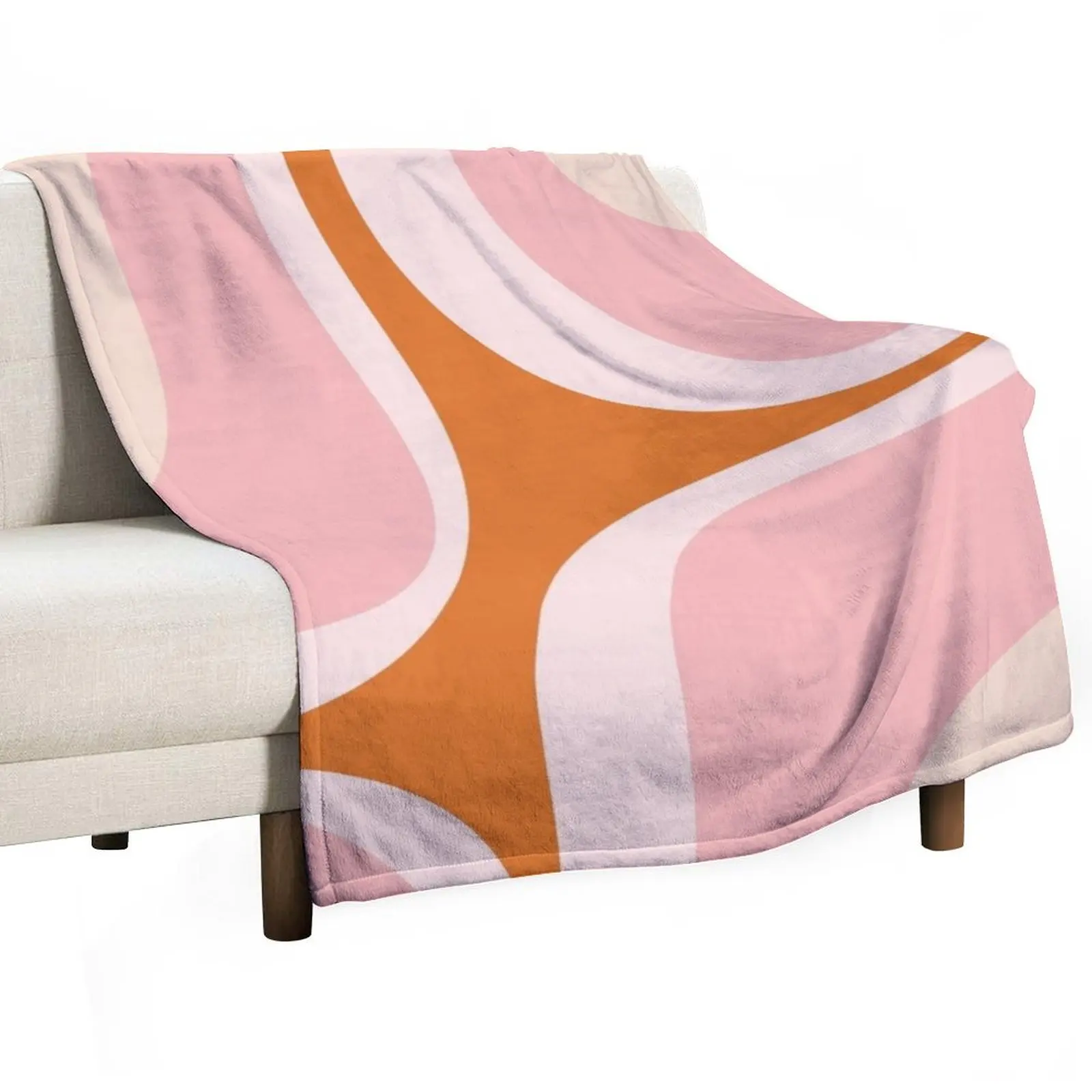 

Retro Groove Pink and Orange Minimalist Abstract Throw Blanket Custom Tourist heavy to sleep Luxury Designer Blankets
