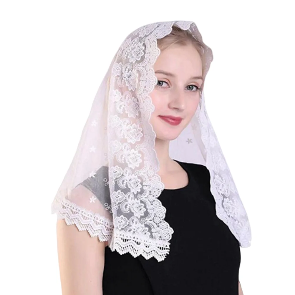 Cattolicesimo Velo di pizzo Sciarpa da donna Moda Fazzoletto da collo che copre la sciarpa di massa Sciarpa di copertura nera Sciarpa di cattolicesimo