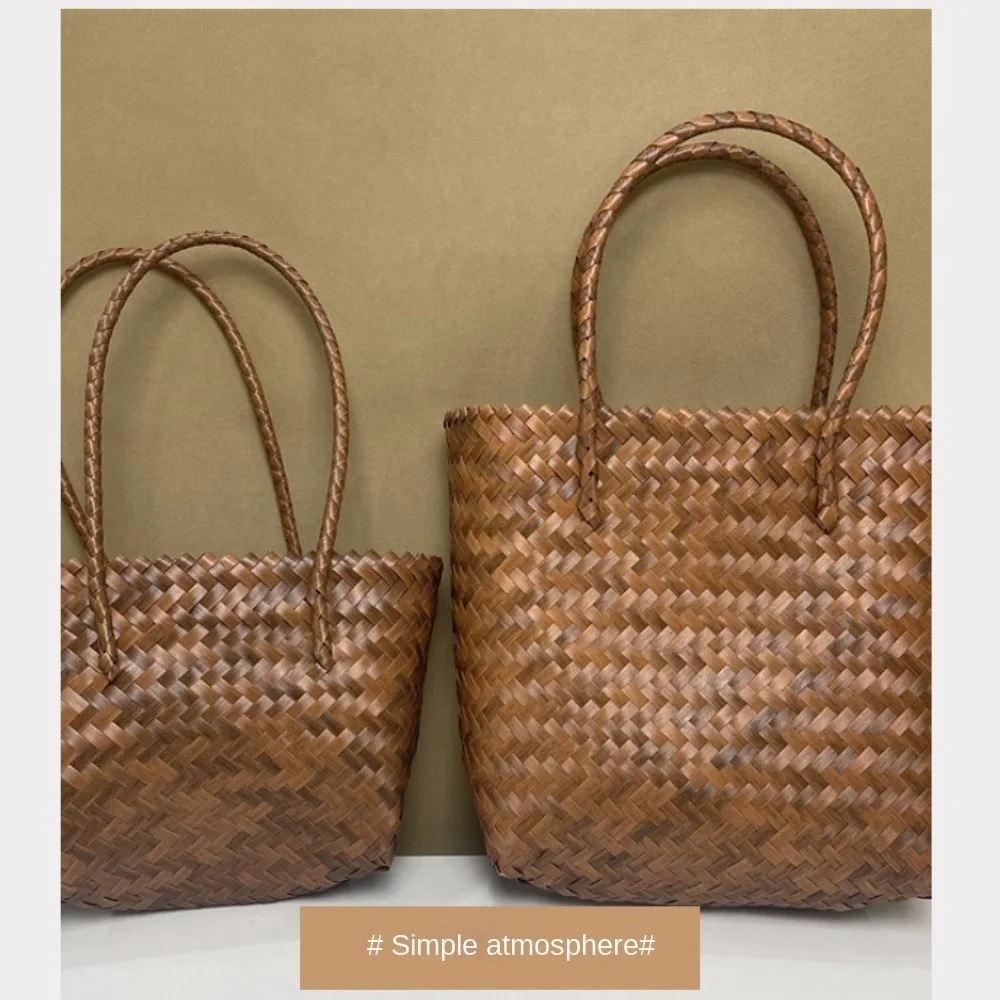 Woven Handbag For Women Retro French Straw Woven Bag Versatile Large Capacity Waterproof Bag Vacation Beach Bag