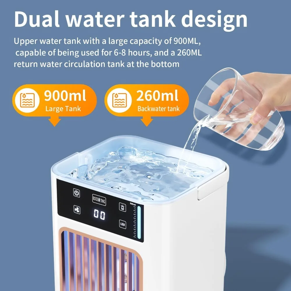Portable Air Cooler Desktop Cooling Fan Large Water Tank Humidifier Mist Cooling USB Personal Cooler for Bedroom Office RV view 5