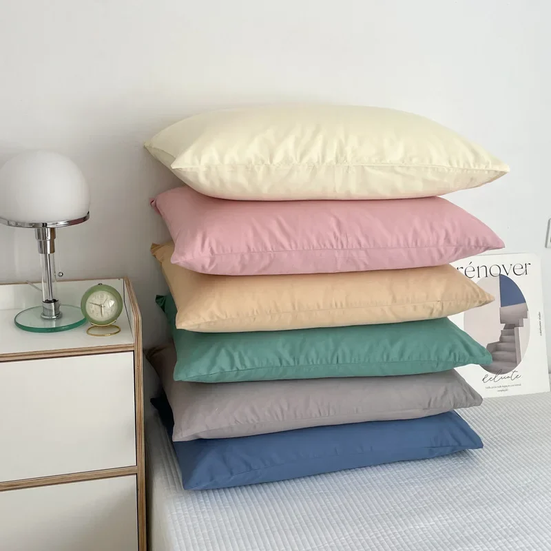 

48*74cm Solid Color Cotton Washed Cotton Pillowcase Set Of Domestic Cotton Pillowcase Flower Single Pillow Without Filling