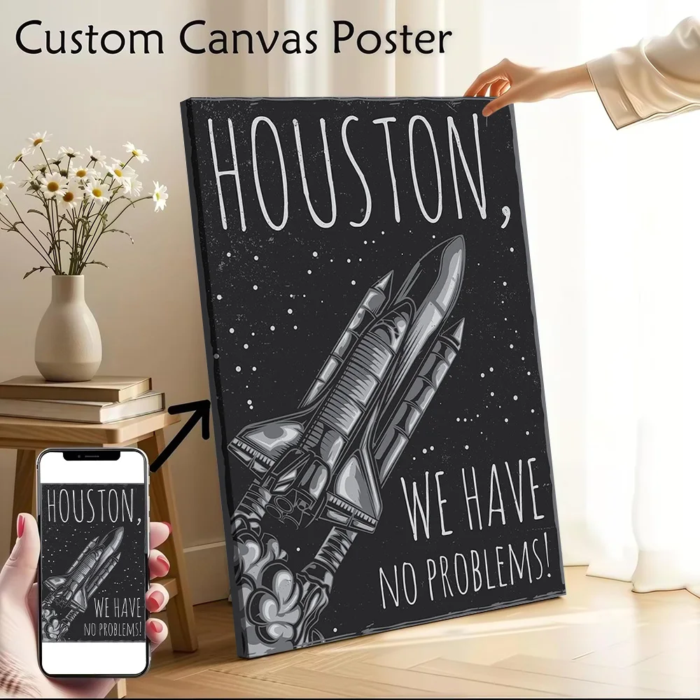 Houston Space Shuttle Canvas Print Perfect Gift for Fans Lovers Personalized Wall Art Poster for Living Room Interior Decoration