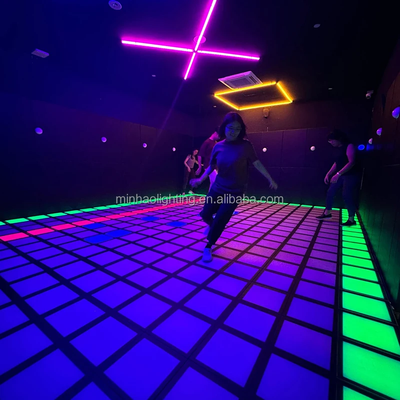 

Factory Supply 30x30cm Wired Interactive RGB Activate LED Dance Floor Jump LED Floor Games Super Grid
