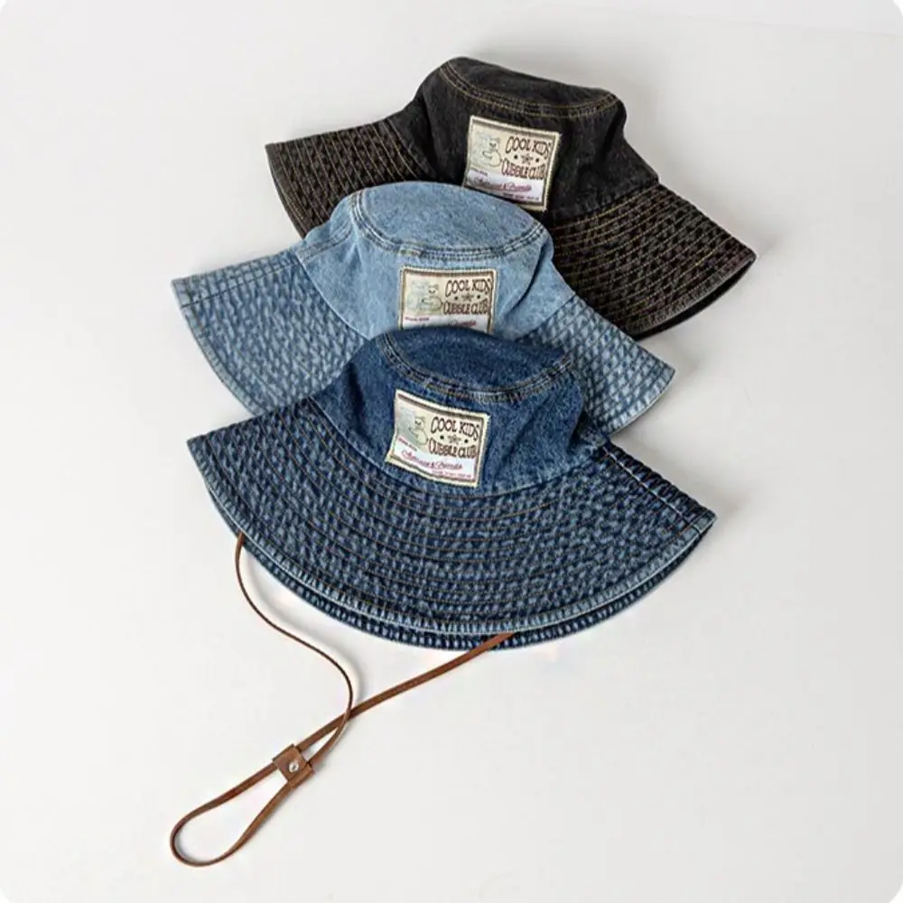 

Fashion Big Brimmed Denim Bucket Hat Sunscreen UV Protection Jeans Fisherman Hat Korean Style Wide Wings Sunscreen Hat Travel