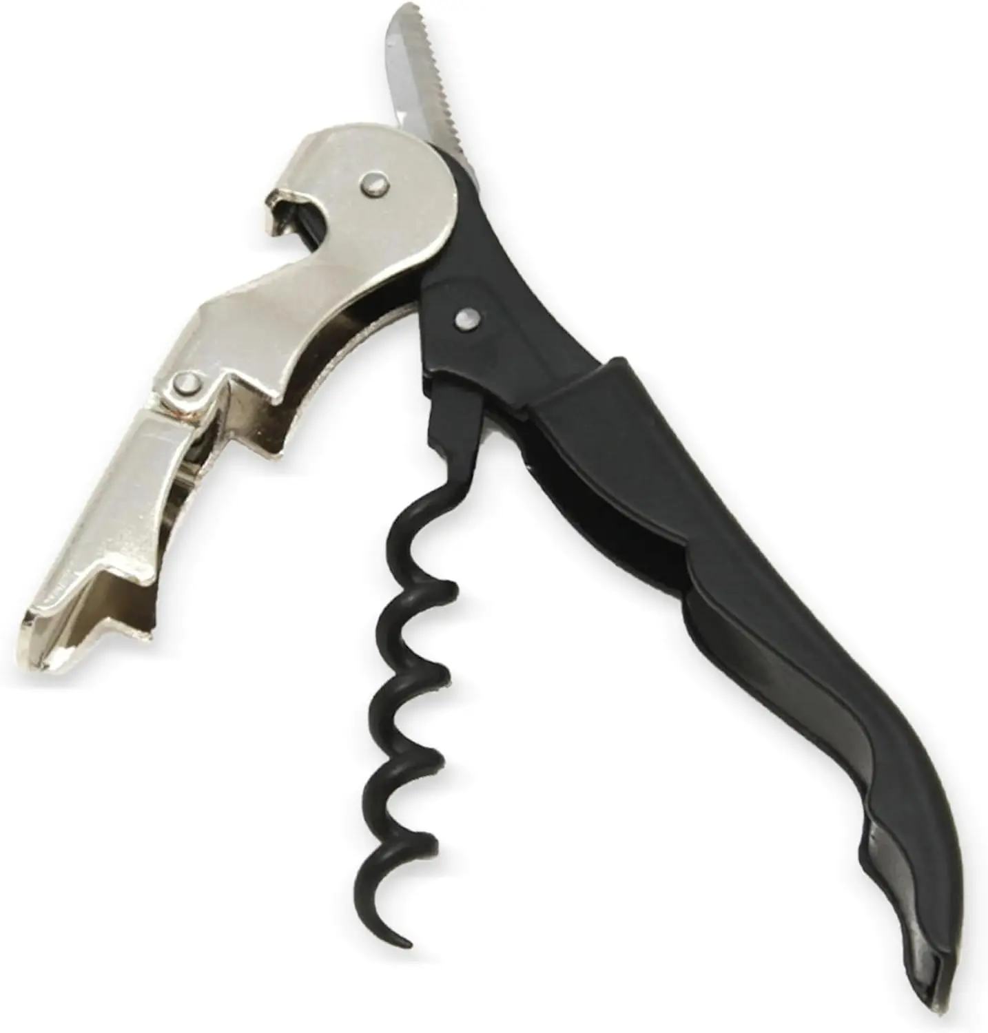 

Select Waiters Corkscrew with Foil Cutter and Bottle Opener, 5 inches in Length, Stainless Steel/Black