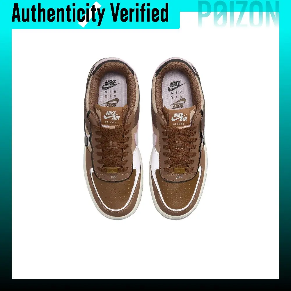 Zapatillas Nike Air Force 1 Shadow para mujer, de caña baja, ligeras, en colores British Umber, Foam Pink, Turmeric y Negro, modelo DZ1847-200.