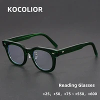 Gafas de lectura redondas de acetato grueso personalizadas Retro para hombres y mujeres, gafas de presbicia personalizadas con prescripción óptica