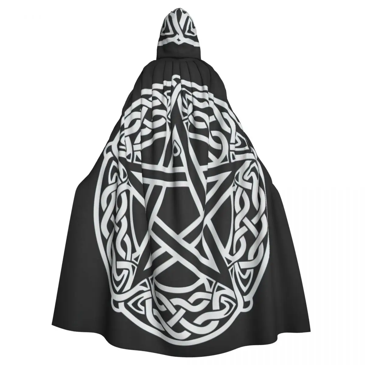 Celtic Pentagram Hooded Cloak Halloween Party Cosplay Woman Men Adult Long Witchcraft Robe Hood