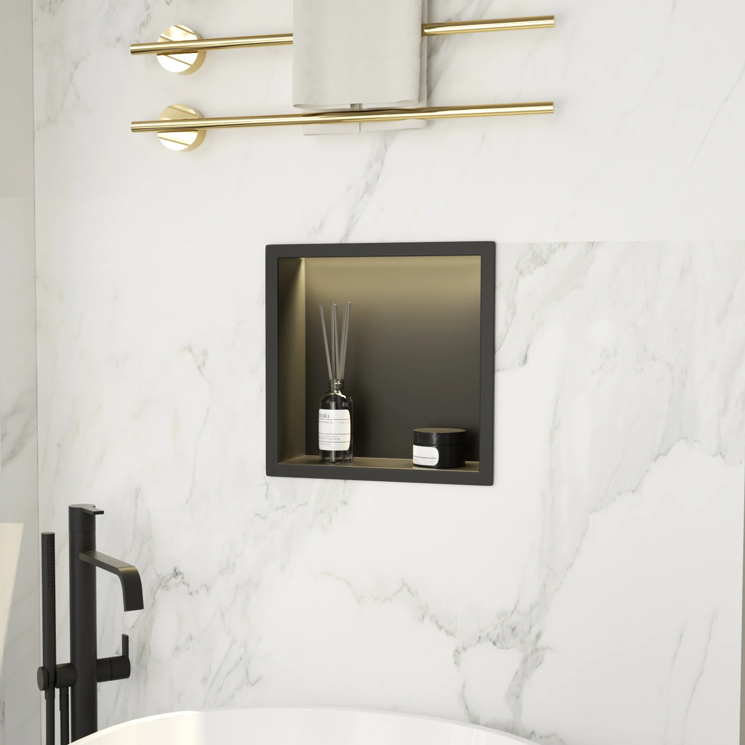 High Quality IPX65 12x12 LED Shower Niche Modern Stainless Steel Design with FCC and for UL Certification for Bathroom Use