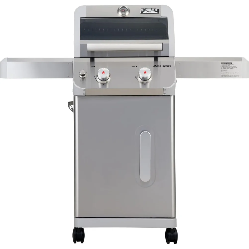 

Monument Grills 2-Burner Stainless Steel Liquid Propane Gas Patio Garden Barbecue Grill with Clear View Lid, LED Control