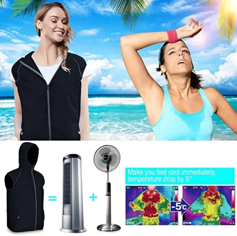 Summer Sport Fan Air Condition Cool Man Woman Travel Ultralight Brand Outdoor Vest Clothes Jacket Sun Windbreaker Fishing Worker
