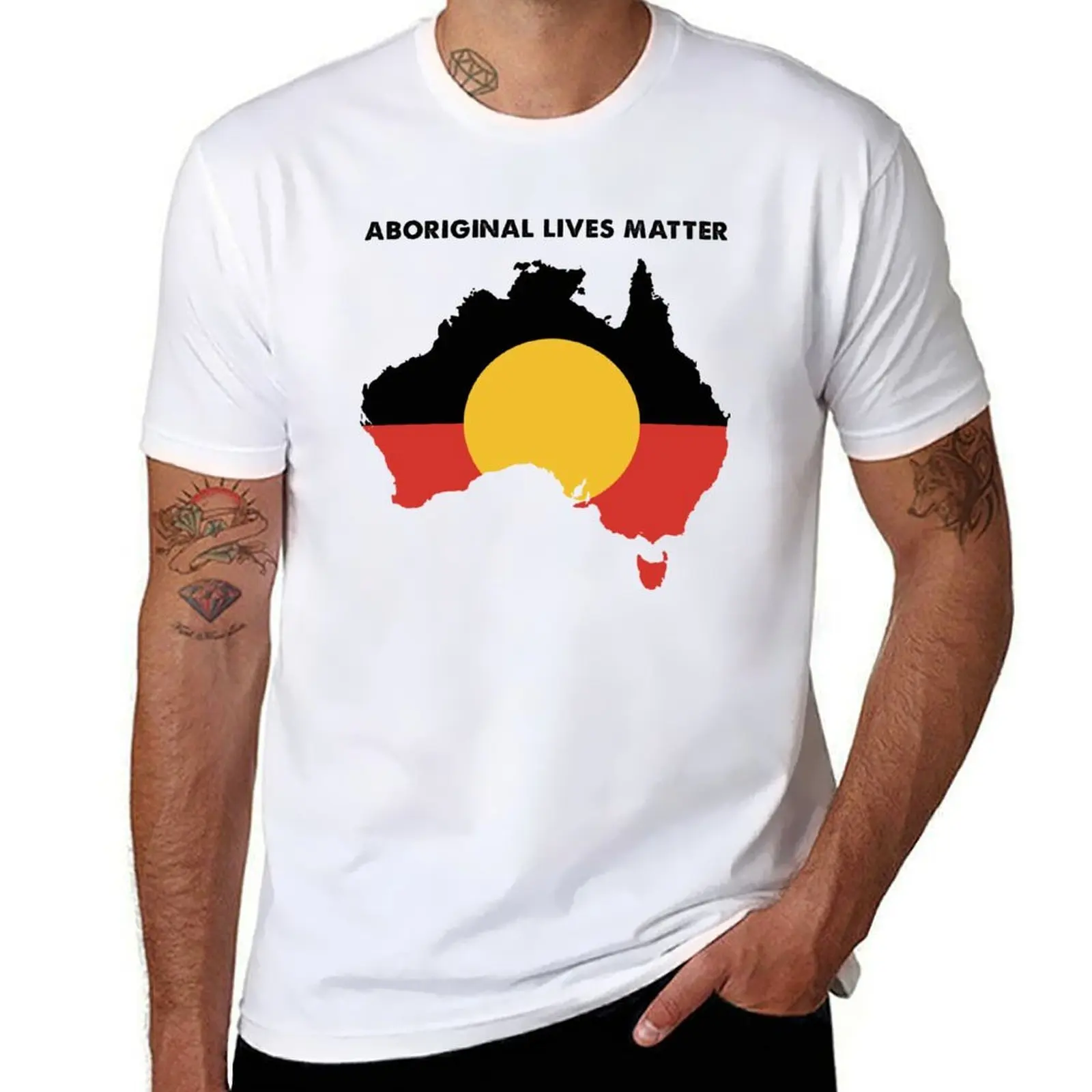 

Aboriginal Lives Matter Vintage Flag T-Shirt cotton tshirt 100% t shirt for man 100 percent cotton T-Shirt