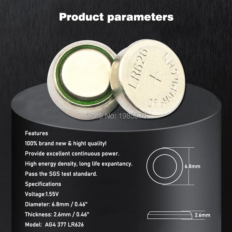 10Pcs AG4 GA4 SR626 376 377 565 D377 LR626 LR66 SR66 นาฬิกาเหรียญแบตเตอรี่แบตเตอรี่ยี่ห้อเหมาะสำหรับรองรับนาฬิกาเครื่องคิดเลข