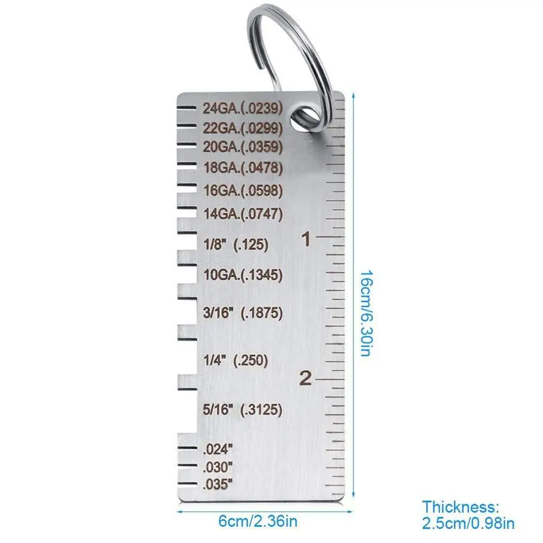 0-36 Round AWG SWG Wire Gauge Thickness Ruler Gauge Diameter Stainless Steel Measurer Tool