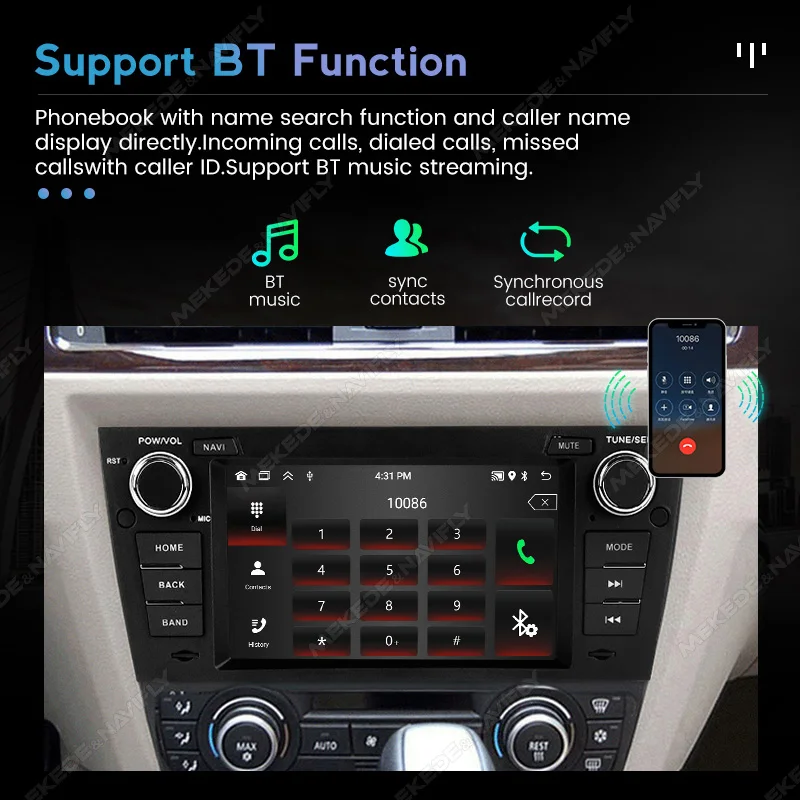 Navifly-مشغل سيارة لاسلكي لسلسلة BMW 3 ، أنظمة سيارات أندرويد ، راديو سيارة ، مشغل فيديو ، نظام تحديد المواقع ، ستيريو 2Din ، E90 ، E91 ، E92 ،-، 7 in
