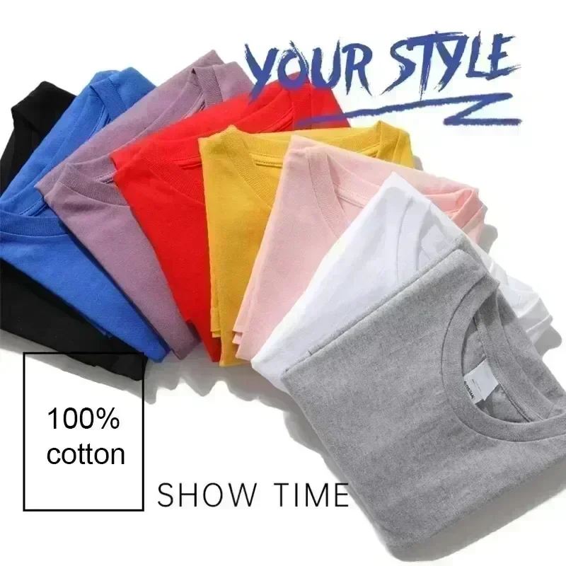 Exported To Japan Summer Solid Color Cotton T-shirt Men Women Same Color Small Letters Print Couple Look Ins Street Trend Tees