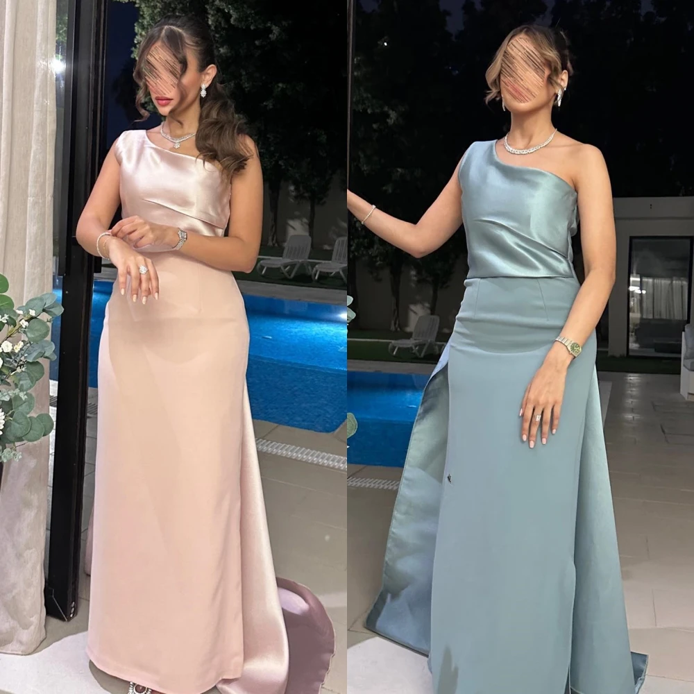 

Customized Simple Sizes Available One-shoulder A-line Cocktail Dresses Floor length Skirts Charmeuse Evening prom dress 2023