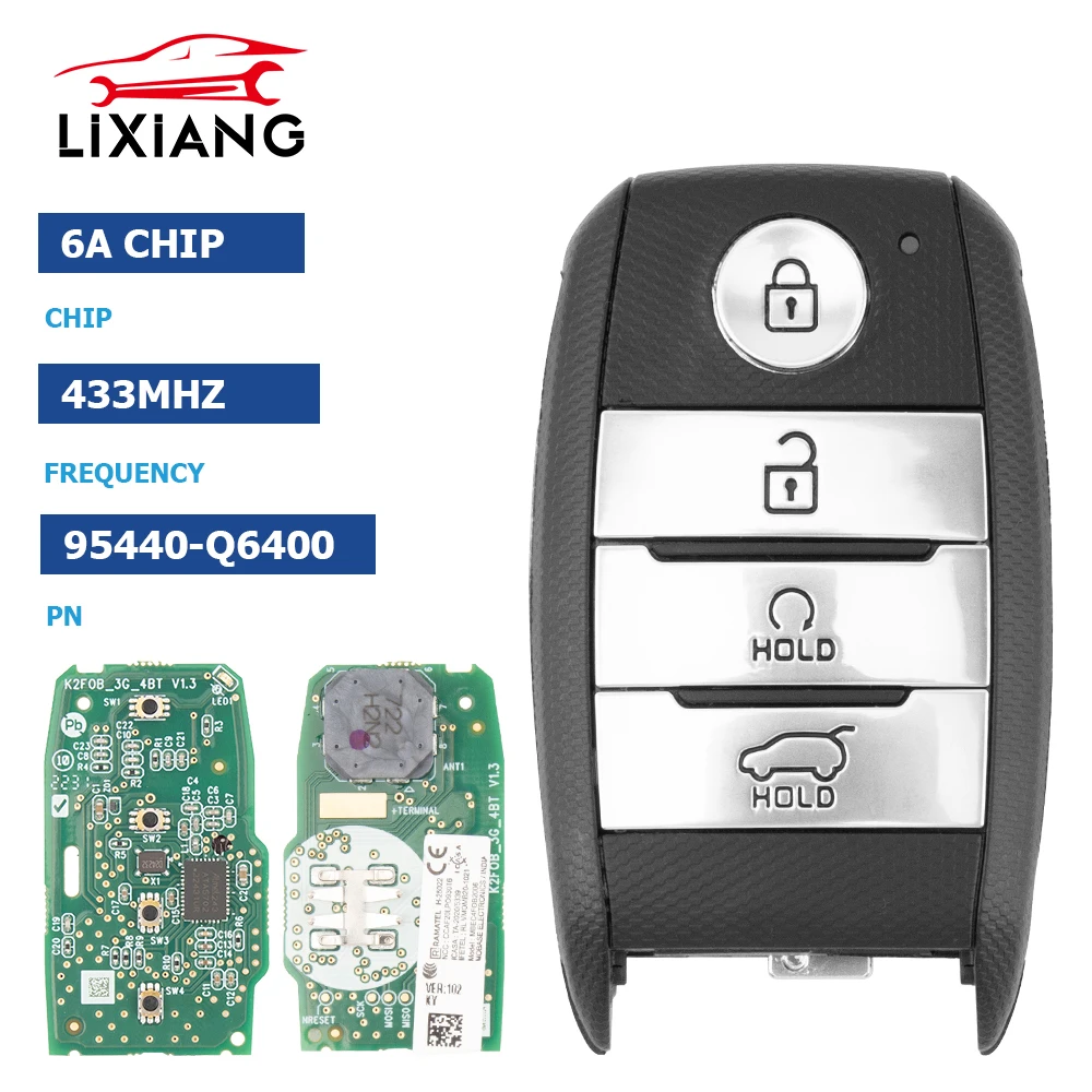 

LIXIANG Original key No blade Remote Car Key Original Proximity Card For KIA Carens Seltos Sonet 6A Chip 433MHz 95440-Q6400