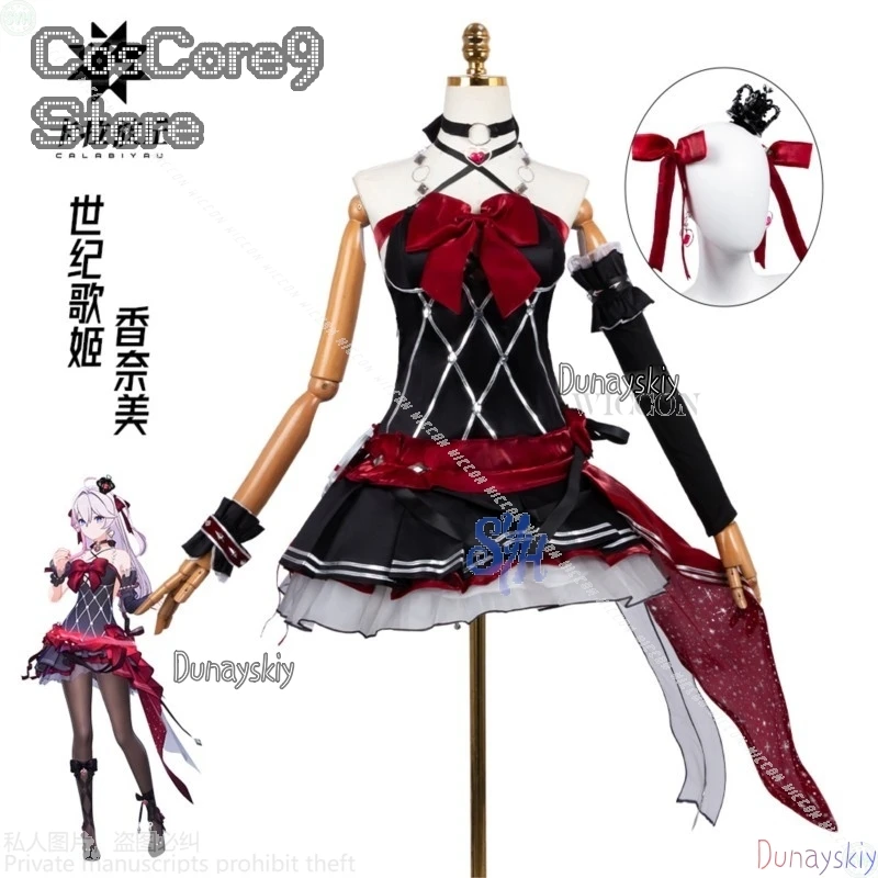 

Anime Game Strinova Cosplay Kanami disfraz Kawaii Idol Uniform Black Red Flower Goth Dress Sexy Lolita Jirai Kei Halloween Party