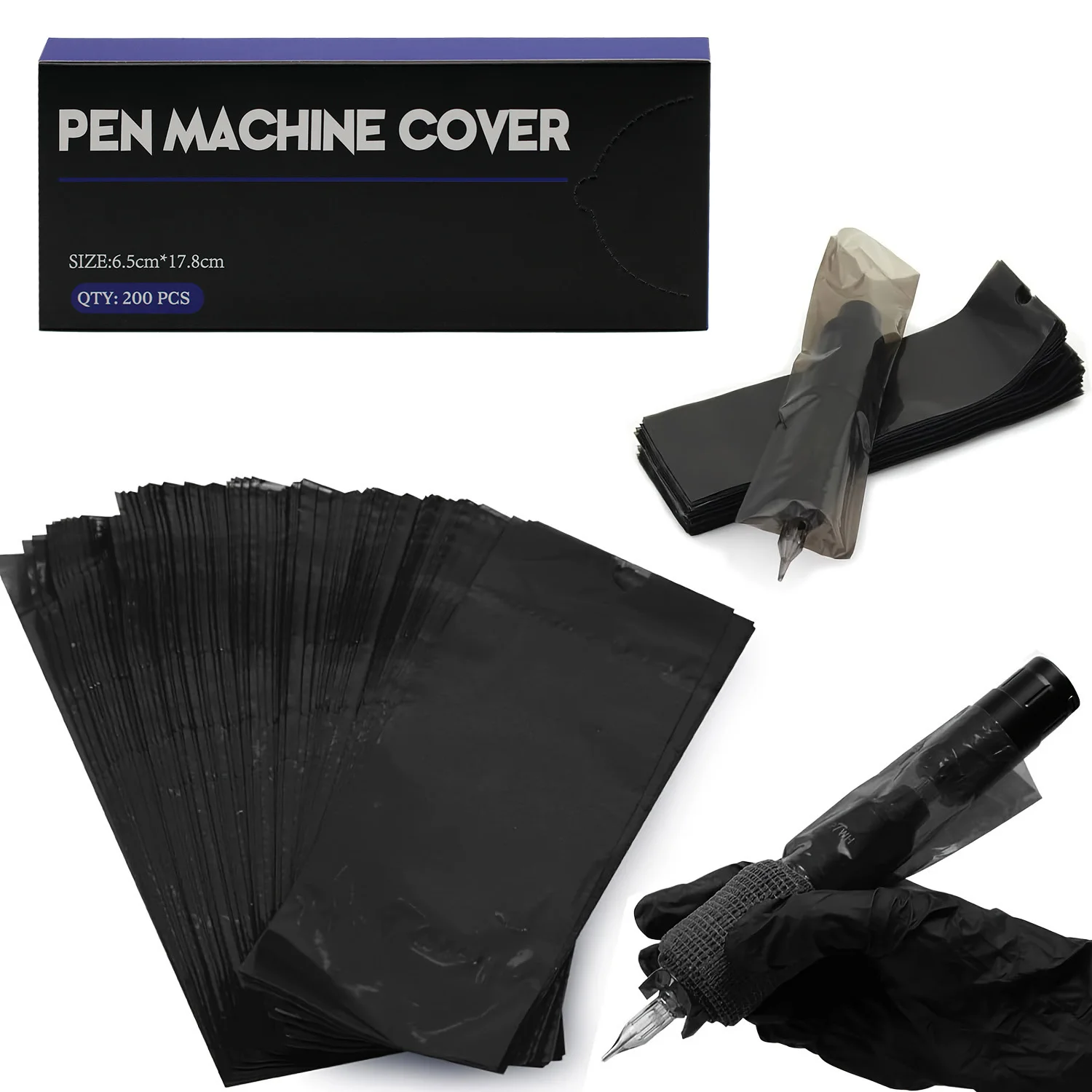 Tattoo Pen Disposable Covers Waterproof Anti-Stain Tattoo Machine Sleeves Smooth Curved Opening High Adaptability Tattoo Studio