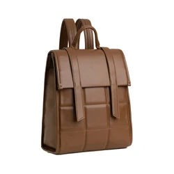 2024 Designer's High end Genuine Leather Women's Computer Backpack New Large Capacity Fashion Commuter Women's Flip Backpack