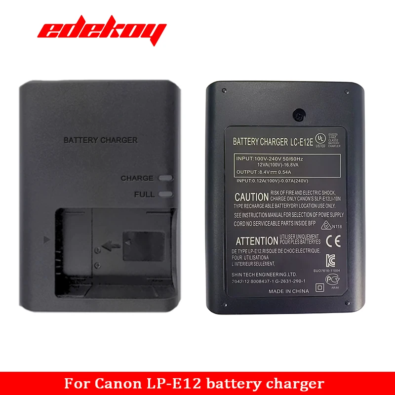 LC-E12E LCE12 Battery Charger for Canon LP-E12 LPE12 EOS-M EOS M EOS M200 M50 M50II M10 M100 100D Rebel SL1 Kiss X7 Camera
