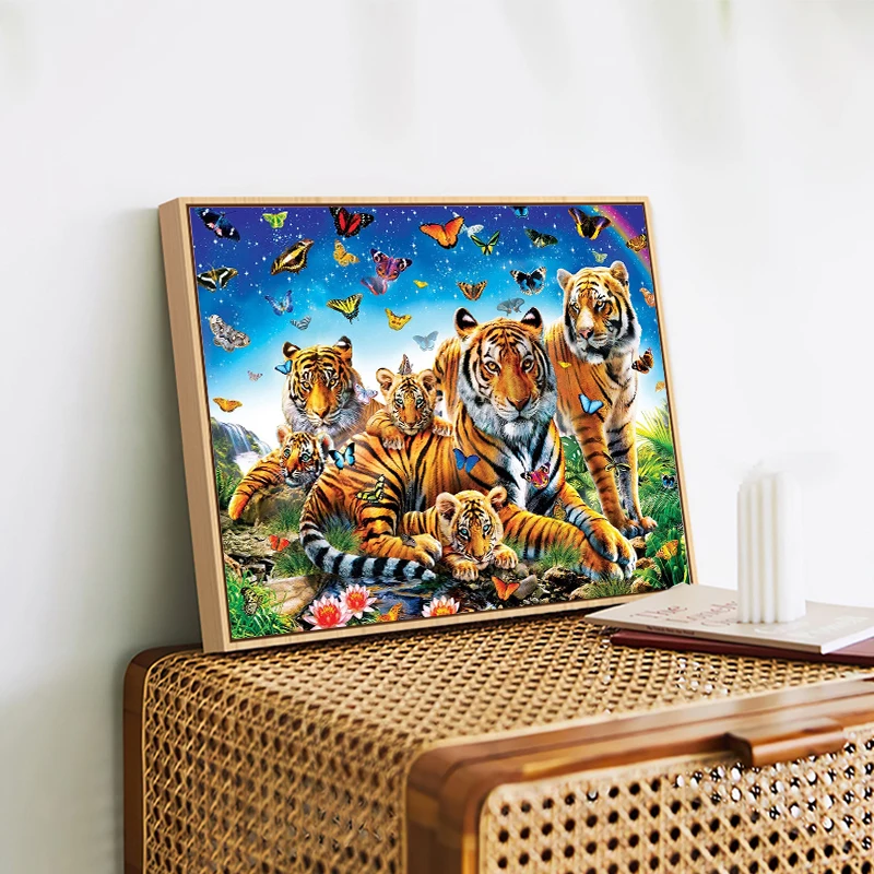 Tiger Family 5D Diamond Painting Full Square Round Diamond Mosaic Animal Butterfly nuovo arrivo strass ricamo Home Decor