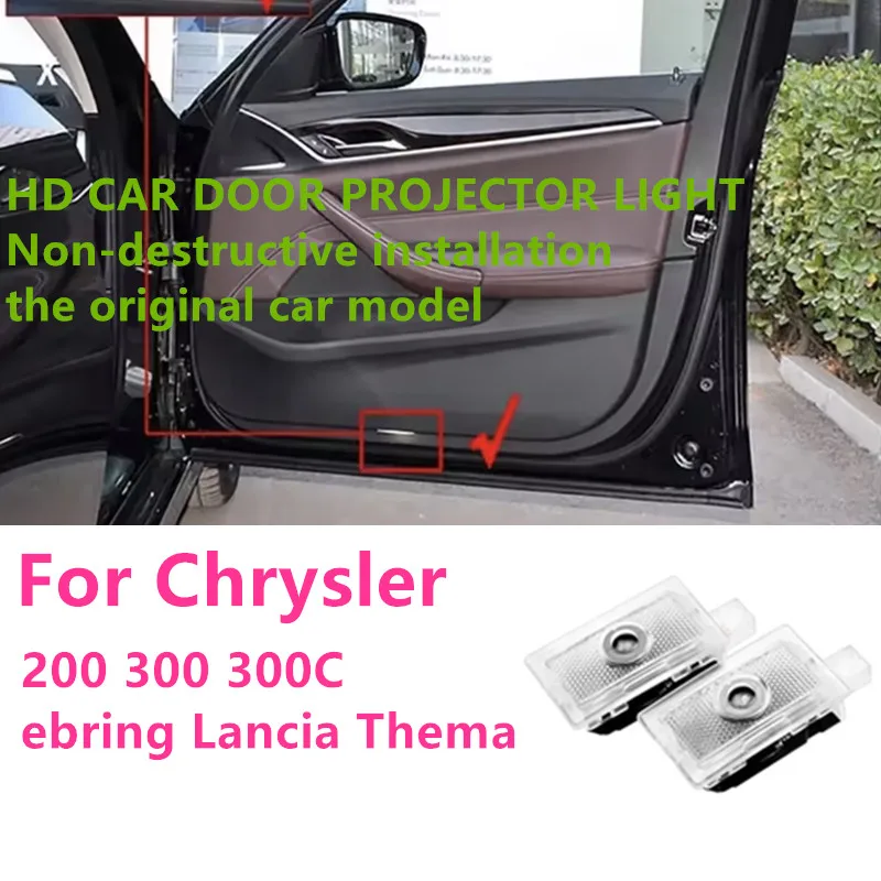 Proyector de luces LED de bienvenida para puerta de coche, lámpara de sombra fantasma para Chrysler 200 300 300C Sebring Lancia Thema 2001-2019 2020 2021, 2 uds.