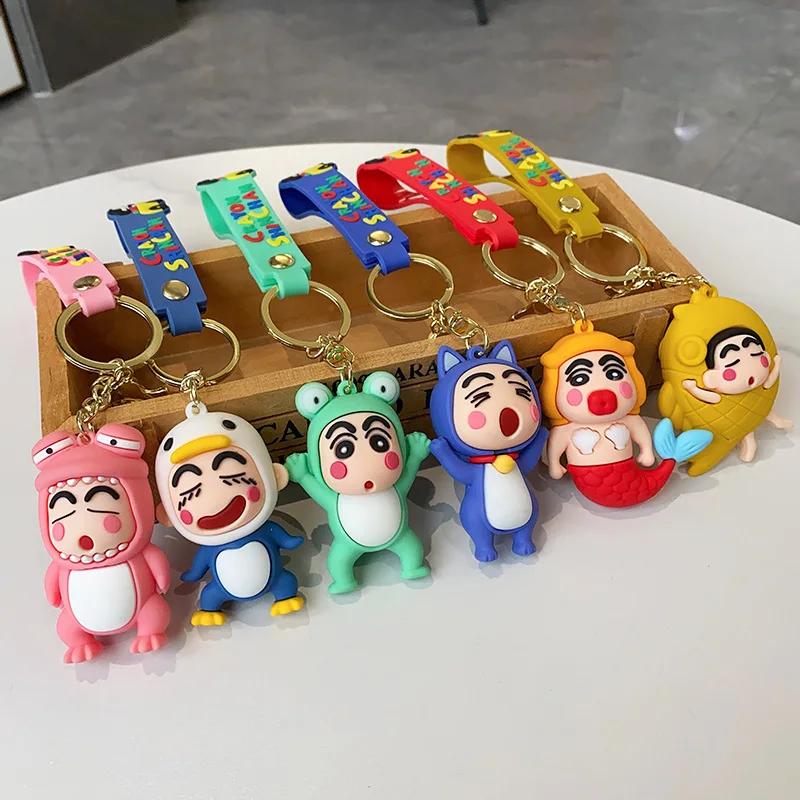 Anime Crayon Shinchan Keychain Kawaii Girl Decorate Backpack Accessories Cartoon Toy Soft Plastic Doll Gift Wholesale