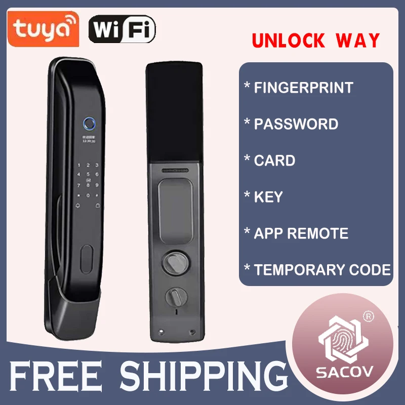 

Digital Password Electronic Locks TUYA APP Remote Control Unlock Automatic Fingerprint Smart Door Lock With phone app