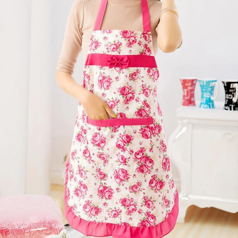 1PCS Adjustable Lace Apron With Pockets Waterproof Cooking Kitchen Aprons for Women Men Chef Bib Apron Kitchen Accessories