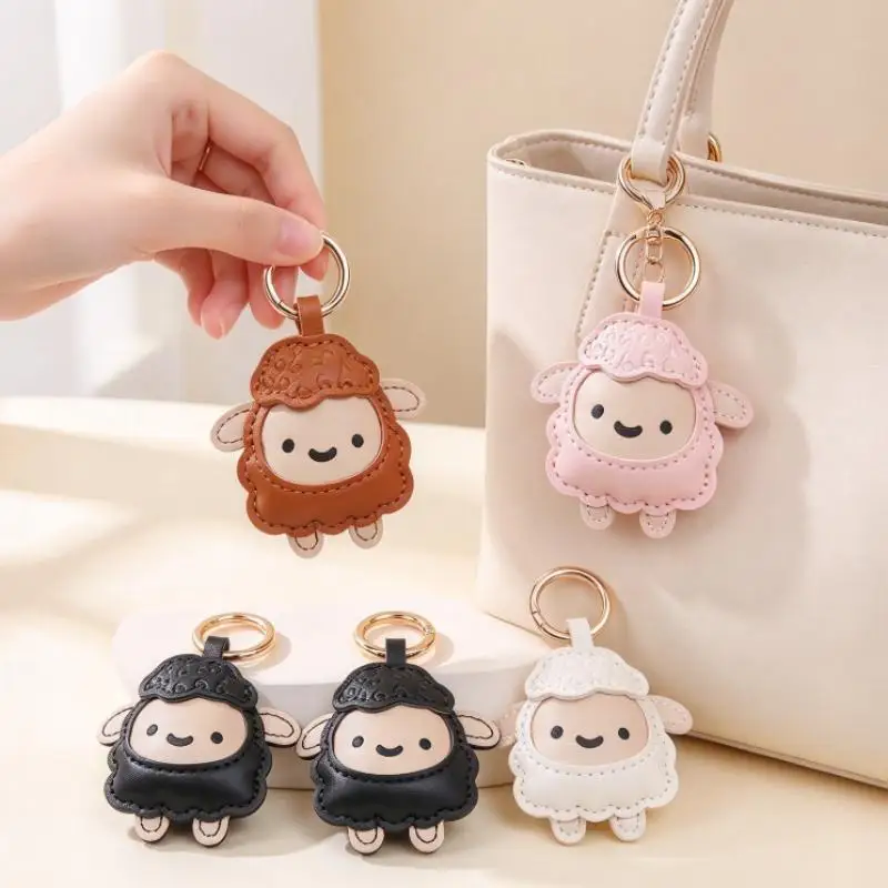 【!】Niedlicher PU-Schaf-Schlüsselanhänger, Cartoon-Lamm-Schlüsselring, Kawaii-Tier-Taschenanhänger, Anhänger für Rucksack, Handtasche, Deko, Geschenk – Detail 1