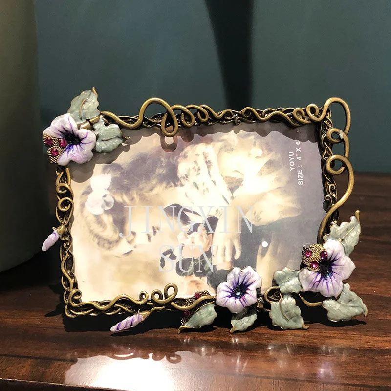 إطار صورة معدني مقاس 6/7 بوصة، إطار صورة جداري إبداعي أوروبي رعووي عتيق لغسيل الصور المخصص لسطح المكتب