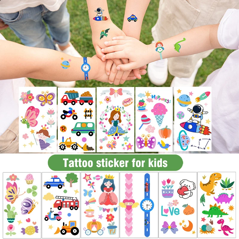 

500Pcs/set Children's Cartoon Tattoo Sticker Sets Waterproof Cute Watch Arm Face Sticker Kit Toys for Kids Birthday Gifts