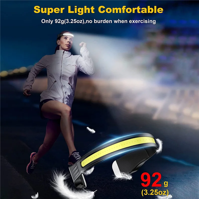 ABLB-2 Pack LED مصباح إضاءة الرأس فائق السطوع 260 ° ضوء عريض مقاوم للماء للتخييم والمشي لمسافات طويلة والقراءة #4