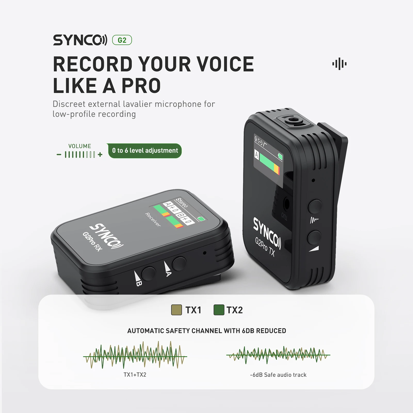 SYNCO G2A1 Pro Wireless Microphone System Receiver+Microphones 200M Range Battery Case for Android Phones Computer Laptop Camera